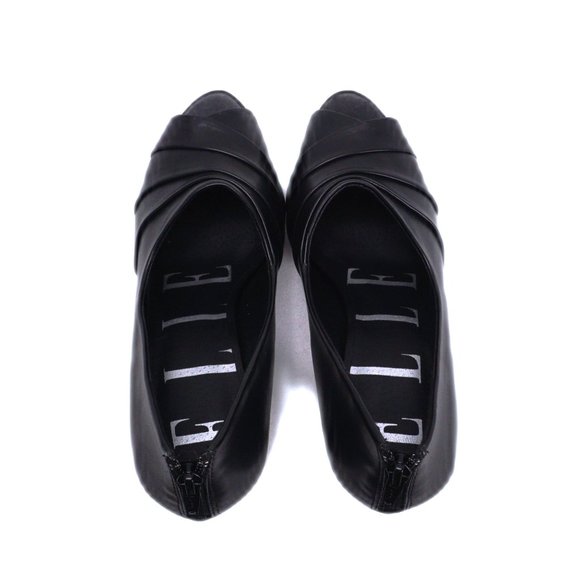 ELLE Womens Black Peep Toe Platform 5" High Heel Pumps Zip Up Brand NEW - Picture 4 of 6